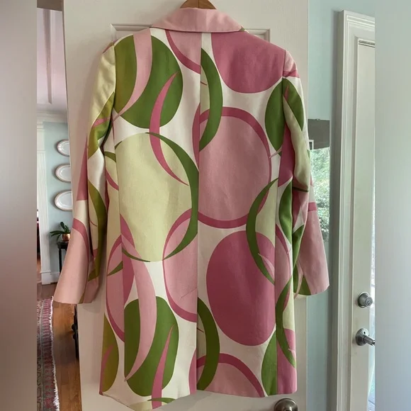 20% off today! Or make an offer! 

Whimsical pink and green raincoat. Size 8. - Picture 2 of 3